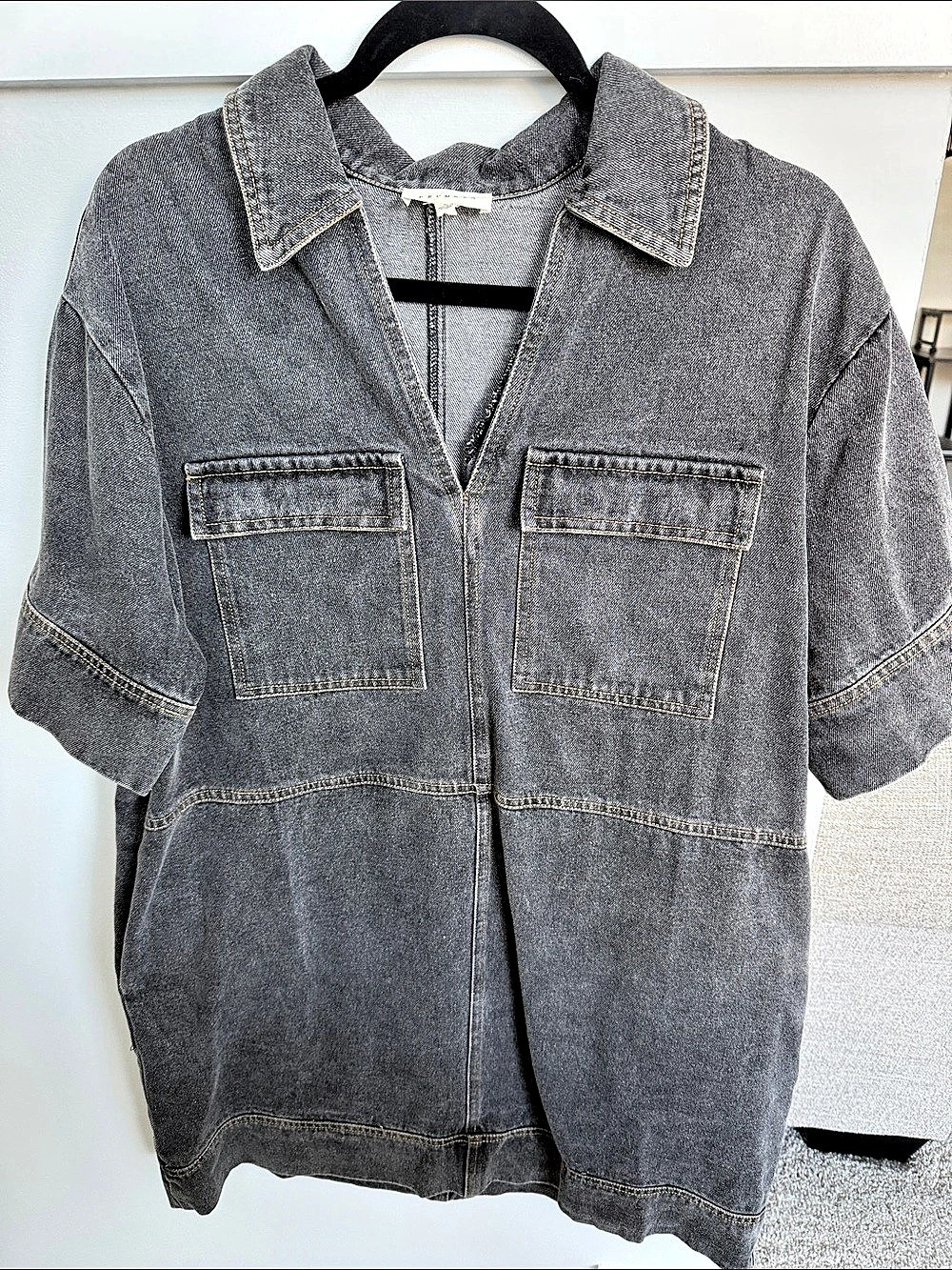 PROMESA Denim Utility Button Down Shirt in Gray Size Small Like New